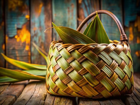 New Zealand Flax Kete: Traditional Weaving with Shallow Depth of Field
