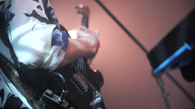 Guitarist playing live on stage