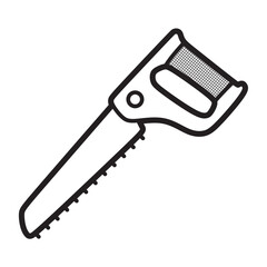 small blade hand saw, black and white, simple vector
