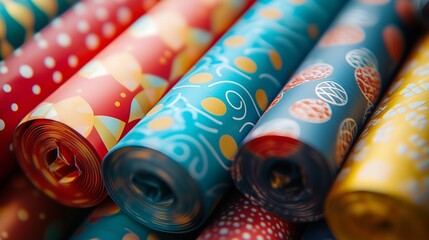 Festive Wrapping Paper Texture with Colorful Decorative Patterns