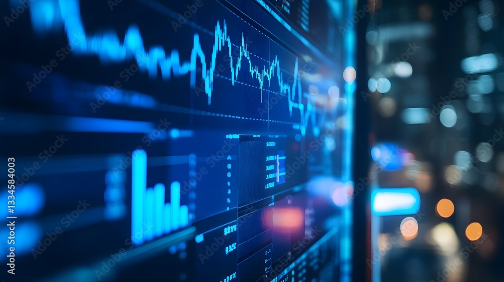 Poster stock screen displaying drastically declining chart indicating a significant drop in market trends a