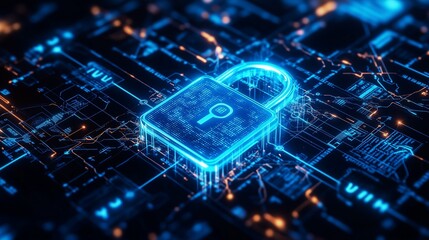 Cybersecurity Digital Lock with High-Tech Network Protection
