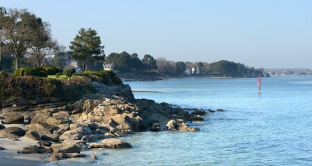 Ballade sur les bords de Cap-Coz et Beig Meil en Finistère Cornouaille Bretagne France	