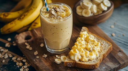 Healthy breakfast featuring scrambled eggs and toast.