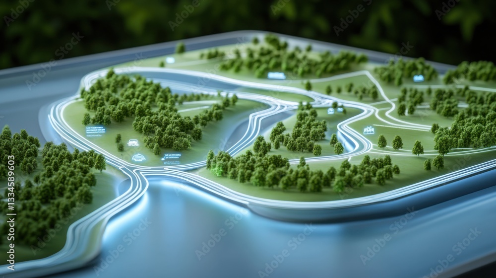 Poster a holographic projection of a digital map with interactive touchpoints, cyber technology