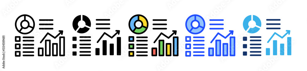 Poster metric icon set with multiple style collection