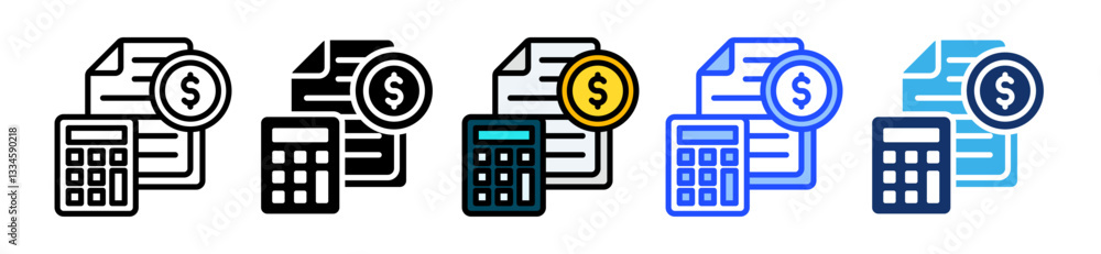 Poster budget icon set with multiple style collection