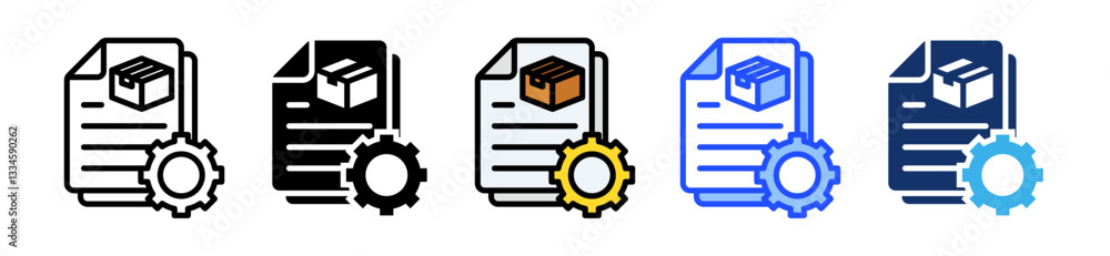 Poster inventory management icon set with multiple style collection