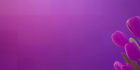 Vibrant Purple Tulips on Gradient Background Spring Floral Design Botanical Illustration