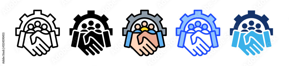 Poster customer relationship management icon set with multiple style collection