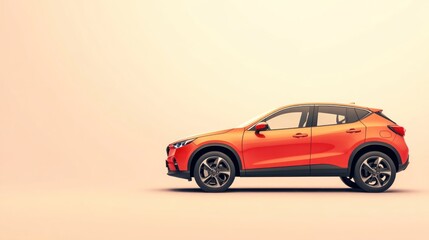 Obraz premium A stylish crossover EV on a smooth, light-toned background with ample empty space.
