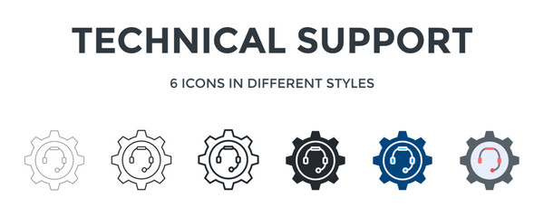 Technical Support  Icon In Different Style Vector Illustration. Designed In Thin Line, Regular Line, Bold Line, Glyph, Color Fill, And Flat Style Can Be Used For Web