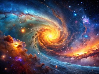 Panoramic Nebula Deep Space Cosmic Cloudscape - Stellar Dust and Gas