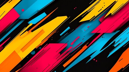 Abstract Dynamic Colorful Strokes: A Vibrant Digital Art Piece