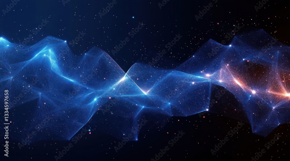 Aufkleber abstract technology background with futuristic blue lines and nodes in minimalistic geometric style