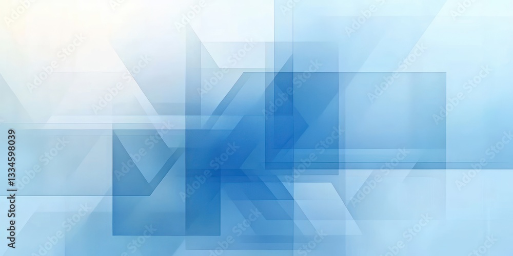 Poster abstract geometric composition with overlapping translucent rectangles in blue and white for modern 
