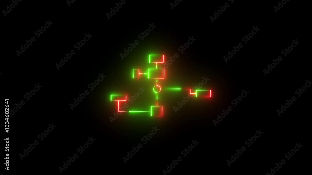 Poster diagram illustrating a linear process flow neon line 4k animation art bright business, chart company