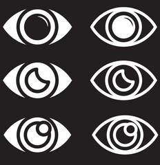Eye icon in flat line set. Eyesight symbol vector for apps or website. Retina, cornea scan eye icons. Simple eyes silhouette see view vision sight look sign isolated on transparent background . 1176