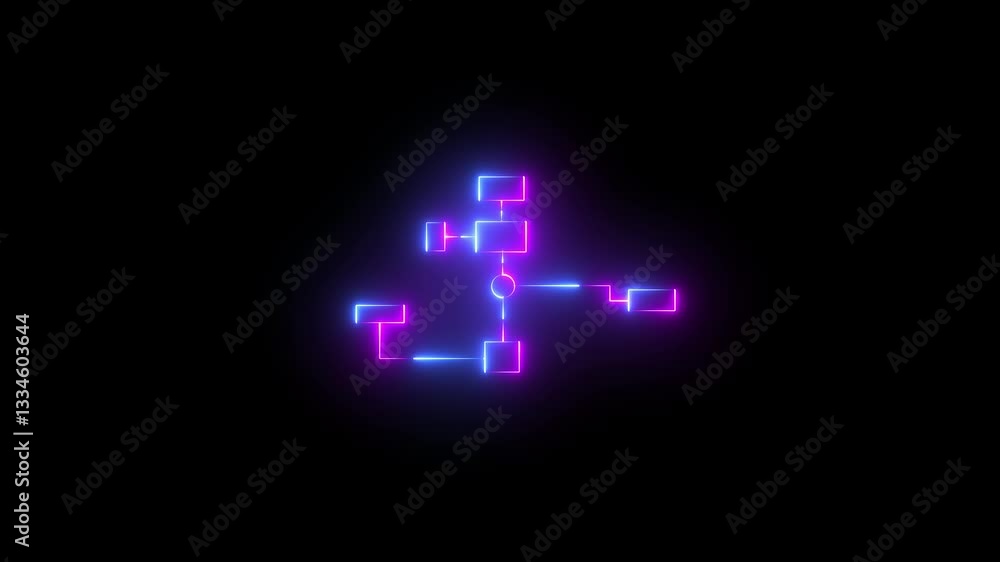 Aufkleber diagram illustrating a linear process flow neon line 4k animation art bright business, chart company