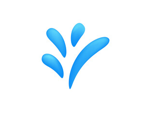 A blue abstract shape with curved lines on white, ideal for modern design themes and creativity.