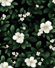 Striking white flower set against a black background highlighting bold mexican oregano leaves and their unique beauty