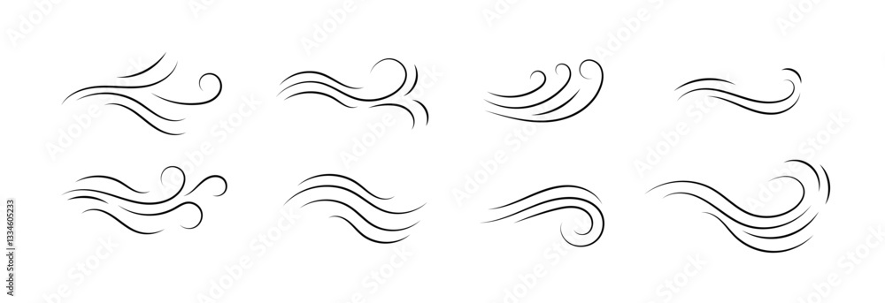 Poster a collection of wave and swirl designs, ideal for adding style and flair to creative projects.