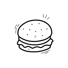 Hand Drawn Burger Illustration. Doodle Vector. Isolated on White Background - EPS 10 Vector
