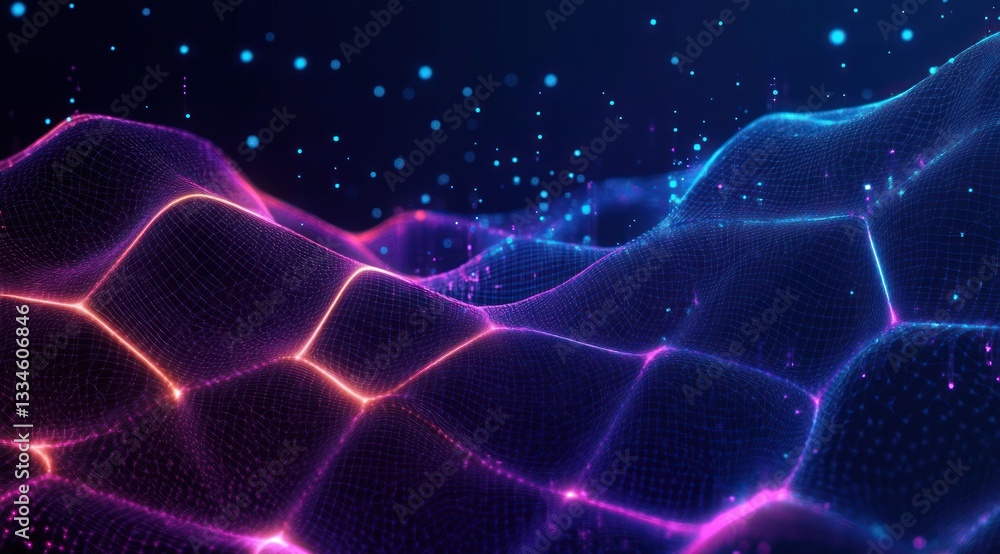 Aufkleber futuristic healthcare innovation abstract design with hexagonal patterns and neon lights
