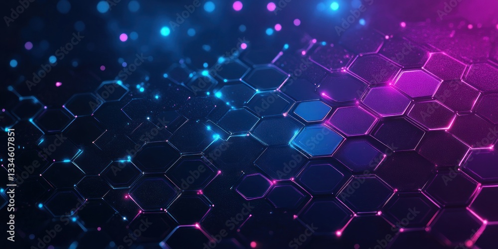 Poster futuristic abstract medical background with hexagonal patterns and neon hues for healthcare innovati