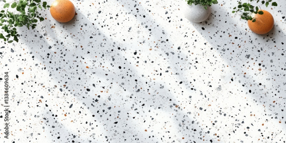 Poster minimalist terrazzo pattern abstract composition with soft lighting and neutral color palette for mo