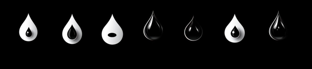 Minimalist Black and White Water Droplet Icons Collection Flat Design