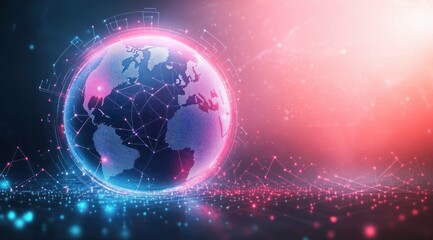 Global Network Connection Digital Art Globe Visualization Technology Communication Map Data