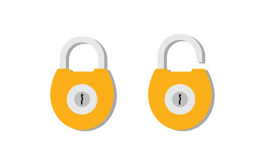 Lock icon set. Padlock open and closed. Locked and unlocked icon. Security symbol. Vector illustration.