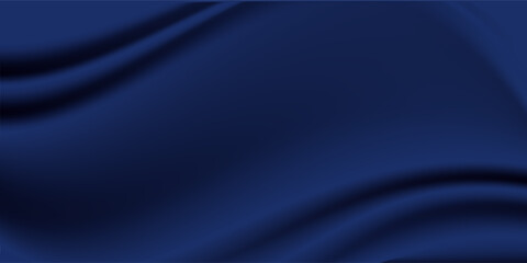 Navy blue silk satin. Silky shiny fabric. Dark luxury background with space for design. Banner. Wide. Long. Panoramic. Template. Empty. Flat lay, top view table. vector