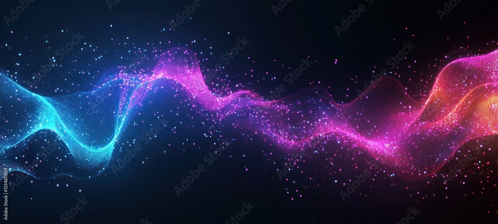 Poster futuristic neon waveform circuit board background design with quantum technology and cyberpunk aesth