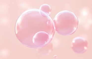 Soft Pink Translucent Bubbles Minimalist Artwork