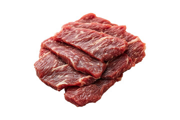 Fototapeta premium Dried beef strips Isolated on Transparent Background PNG.