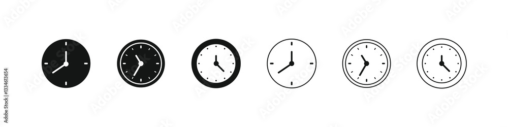 Poster time and clock icon set. wall clock vector icon. schedule timer sign for ui designs. isolated on whi