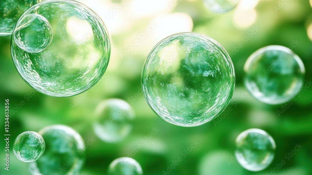 Poster beautiful green abstract background image 3d rendering of bubbles