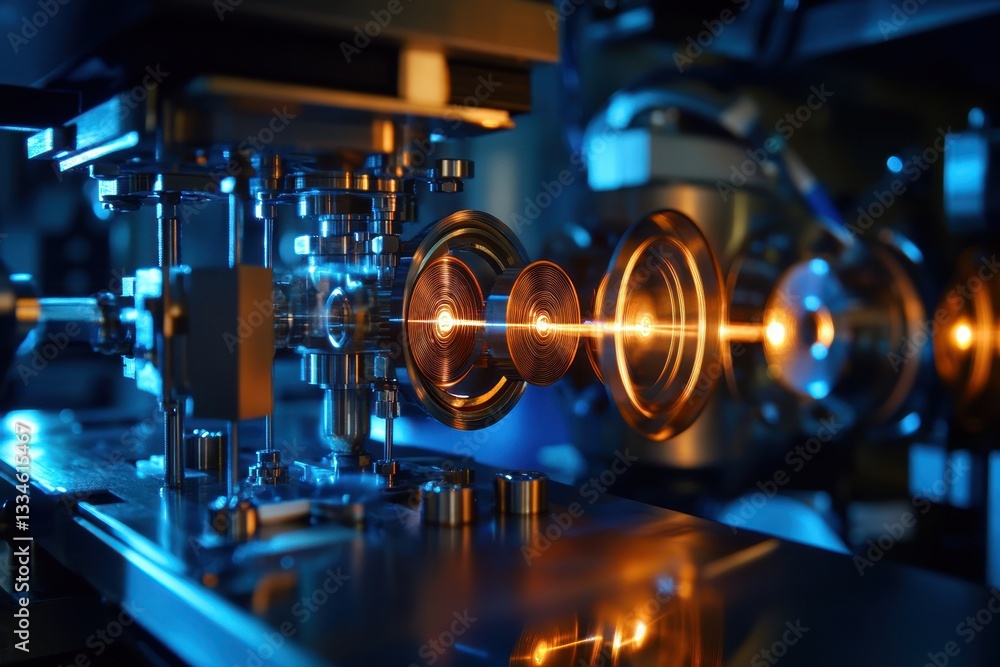 Poster precision engineering in a laboratory showcasing advanced optical technology at work