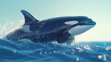 A graceful orca breaking the oceanâ€™s surface.