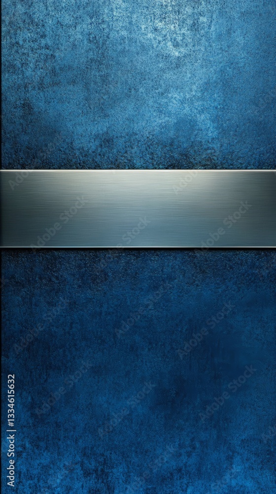 Poster metallic trim with blue gloss finish and textured pattern background