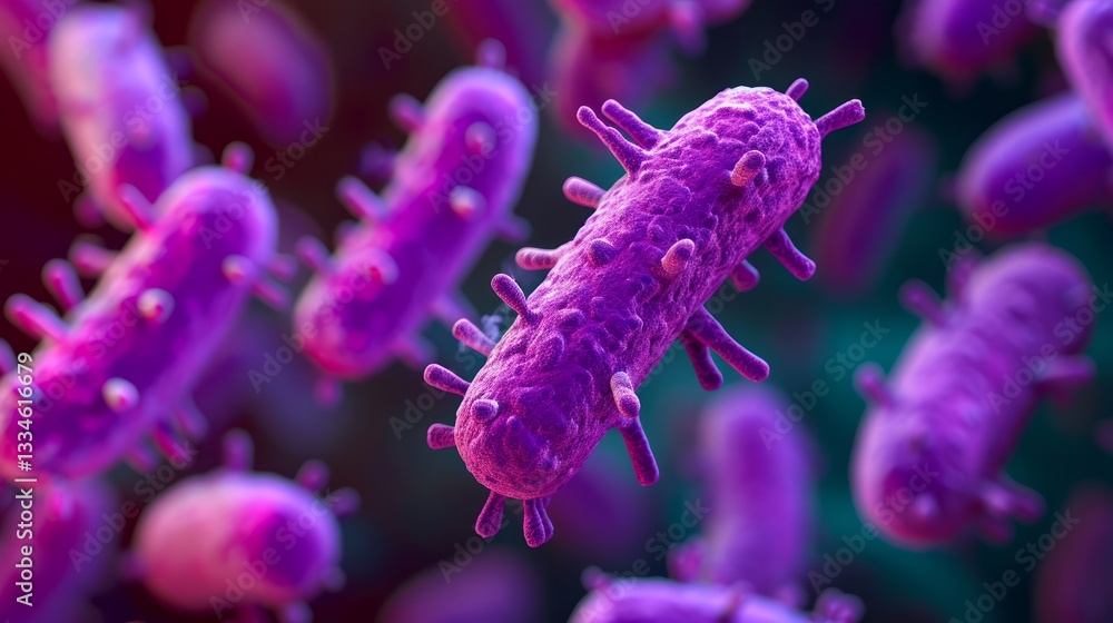 Aufkleber microscopic view of bacteria under a microscope with clean lines and high detail