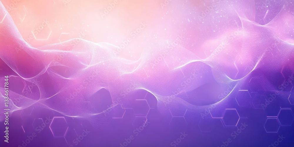Poster innovative abstract design of hexagons in health care science background with pastel gradients and f