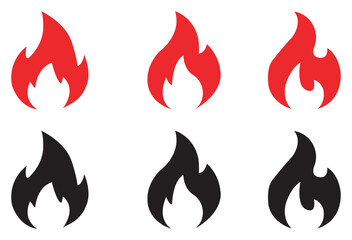 Fire flame icon set, Campfire symbol, Flame sign, vector illustration.