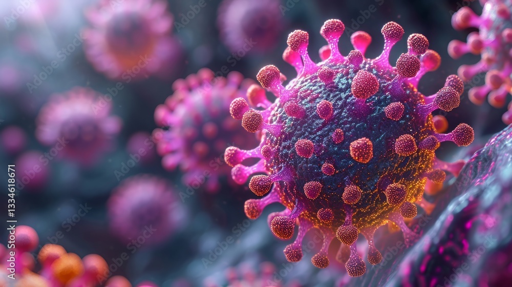 Poster microscopic view of lassa fever virus with clean lines and high magnification under laboratory condi