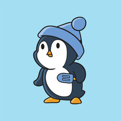 cute penguin hold ice cream stick