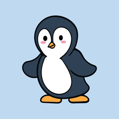 Kawaii Cartoon penguin standing pose