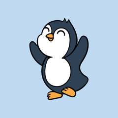Happy motivated cartoon penguin