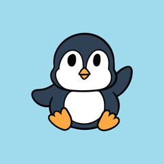 Cute penguin with kawaii pose
